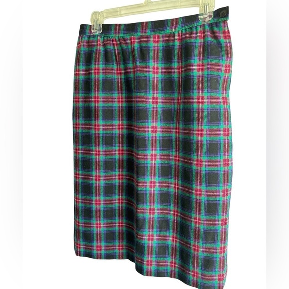 VTG Pendleton Plaid Wool Midi Skirt Womens 12P Lined Pleaded Pockets Made in USA - Picture 2 of 12